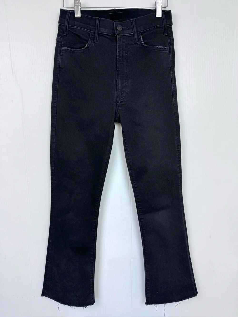 MOTHER THE HUSTLER BLACK ANKLE FRAY IN NOT GUILTY WASH SIZE 25